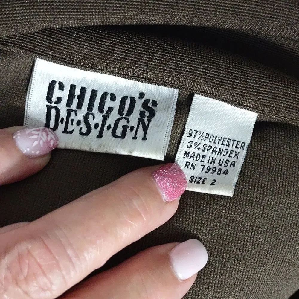 Chico's Design Green Full Zip Woman's Jacket - Picture 5 of 6